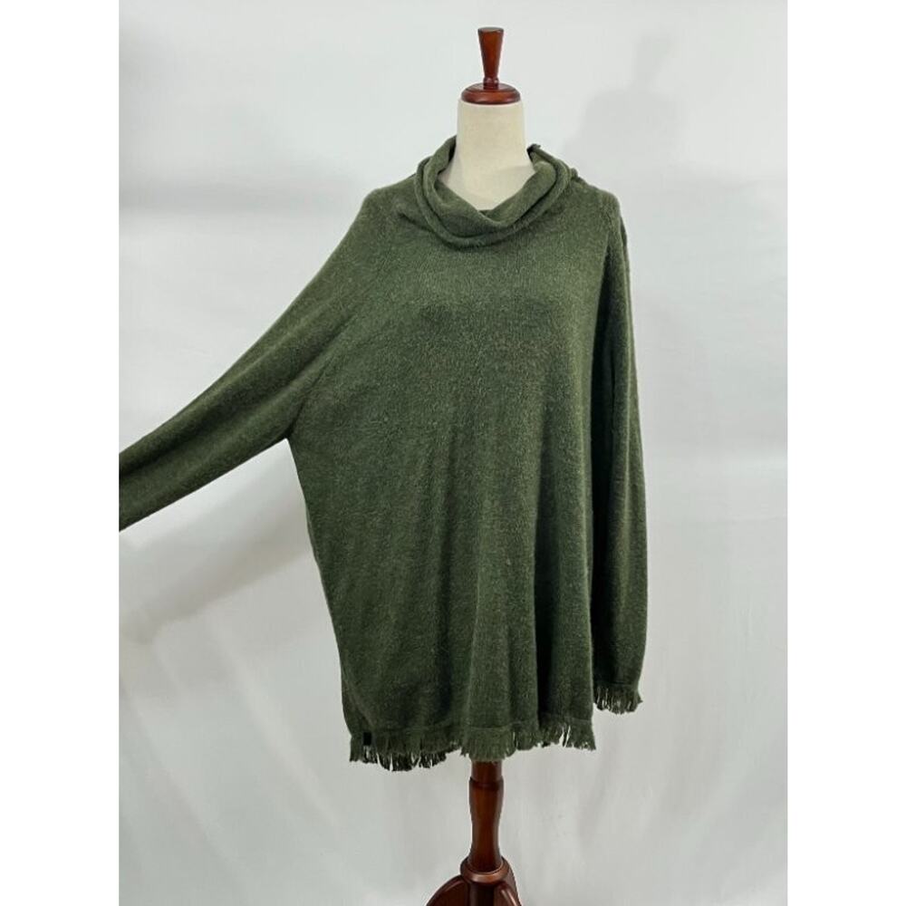 RUNDHOLZ Black Label Sz S Small Green Fringe Trim Oversize Pullover Sweater NWT